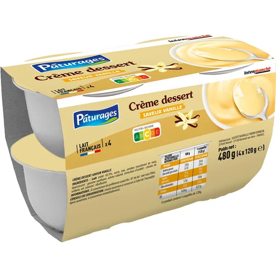 Crème dessert saveur vanille