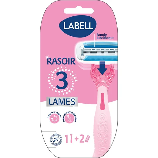 Rasoir 3 lames tête pivotante bande lubrifiante manche antidérapant