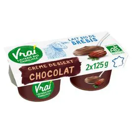 Desserts bio lait de brebis chocolat (2x125g)