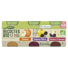 Petit pot dessert pommes mures pruneaux bio - dès 4 mois (3x130g)