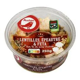 Lentilles épeautre et féta sur lit de pois chiches sans couverts (250g)