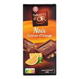 MARQUE REPÈRE, TABLETTE D'OR Chocolat noir Ecorces d'orange 200g