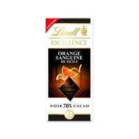 LINDT, EXCELLENCE Chocolat noir 70% orange sanguine 100g