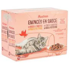 Émincés en sauce à la viande pour chat (12x100g)