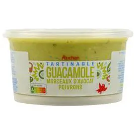 AUCHAN Guacamole morceaux d'avocat et poivron tartinables 200g