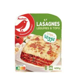 AUCHAN Lasagnes végétal aux légumes et tofu sans couverts 400g