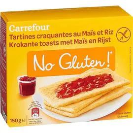 CARREFOUR NO GLUTEN ! Tartines sans gluten au maïs et riz 150g