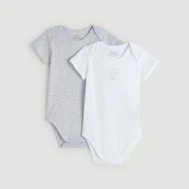 Lot De 2 Bodies Blancs gris Manches Courtes 6M (l'unité)