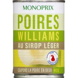 MONOPRIX Poires Williams au sirop léger 412g