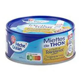 MARQUE REPÈRE, PÊCHE OCÉAN Miettes de thon Huile de tournesol 160g