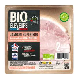Jambon cuit avec couenne bio Sans Nitrite (90g)