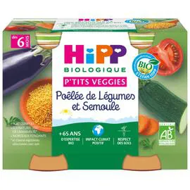 Petits pots bébé dès 6 mois poêlée de légumes et semoule Bio (2x190g)