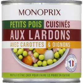 Petits pois cuisinés aux lardons avec carottes & oignons (280g)