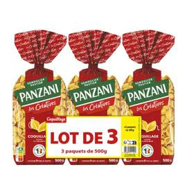 PANZANI Les Créatives pâtes coquillage 3x500g