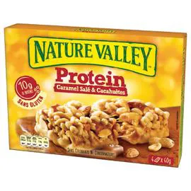 NATURE VALLEY Barres céréales caramel salé & cacahuètes 4x40g