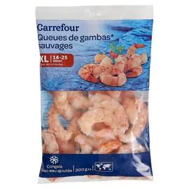 CARREFOUR Queues de gambas sauvages XL 300g