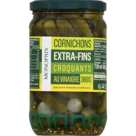 Cornichons extra-fins croquants au vinaigre (360g)