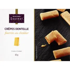 MONOPRIX GOURMET Crêpes dentelle fourrées au cheddar 65g