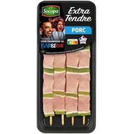 Brochettes au porc extra tendre nature x4 (340g)