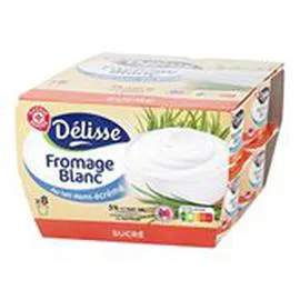 MARQUE REPÈRE, DÉLISSE Fromage blanc Sucré - 3% MG 8x100g