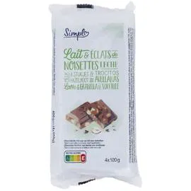 Chocolat lait & éclats de noisettes (4x100g)