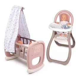Coffret chaise haute & berceau pour poupée (l'unité)