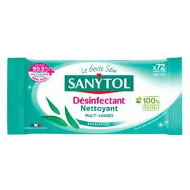 SANYTOL Lingette Désinfectantes Eucalyptus Multi-Usage x72 
