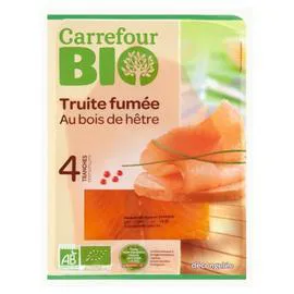 CARREFOUR BIO Truite fumée Bio au bois de hêtre 120g