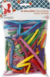 Lot de 24 ballons magiciens avec pompe (x24)