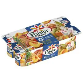 YOPLAIT, PERLE DE LAIT Yaourt 0% MG fruits jaunes pêche, abricot, poire, ananas 8x125g