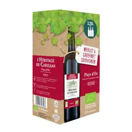 Vin rouge bio IGP Pays d'Oc Merlot & Cabernet Sauvignon (2,25l)