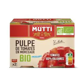MUTTI Pulpe de tomate en morceaux bio 2x400g