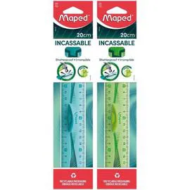 Règle double décimètre Bleu - incassable - flexible (l'unité)