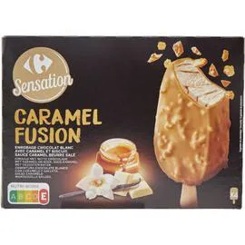 CARREFOUR, SENSATION Glaces chocolat blanc caramel SENSATION 274g