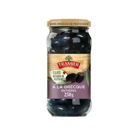 Olives noires à la grecque entières sans résidus de pesticides (250g)