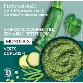 MONOPRIX Purée cuisinée 4 légumes verts 750g