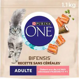 PURINA One Bifensis Recette Sans Céréales avec Saumon Chat Adulte 1,1kg