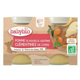 Petit pot bébé pomme d’Aquitaine et clémentine de Corse (2x130g)
