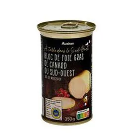 Bloc de foie gras avec 30% de morceaux de canard IGP du Sud-Ouest (350g)