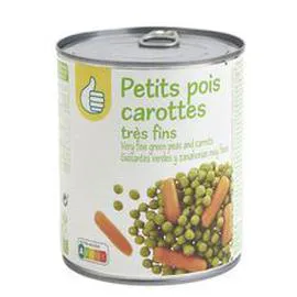 Petits pois et jeunes carottes à l'étuvée boîte (530g)