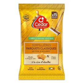 Lingettes Serpillières Nettoyant Parquets Classiques à la Cire d'Abeille (x15)