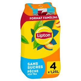 Boisson Ice Tea à base de the saveur pêche zéros sucres (4x1,25cl)