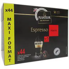 PLANTEUR DES TROPIQUES Capsules de café compatibles Nespresso Espresso Forte x44