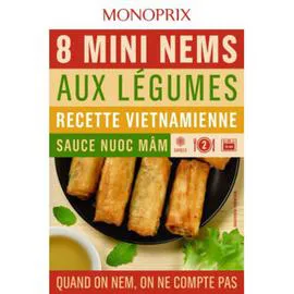 MONOPRIX 8 mini nems legumes+2sauces soja bte 220g