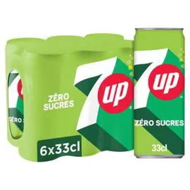 Soda Saveur Citron et Citron Vert Zéro Sucres 7UP (6x33cl)