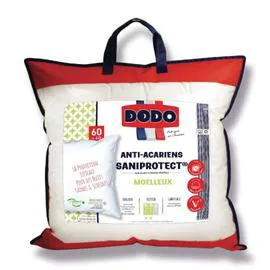 Oreiller blanc anti-acariens 60x60 cm (l'unité)