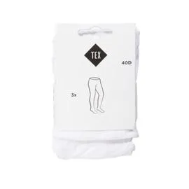 Collant fille blanc uni T6/8ans (x3)