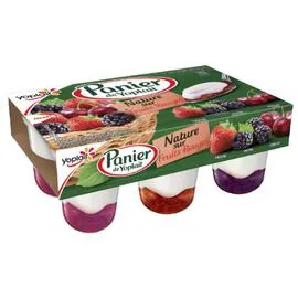 Yaourt nature sur fruits rouges fraise mûre cerise (6x140g)