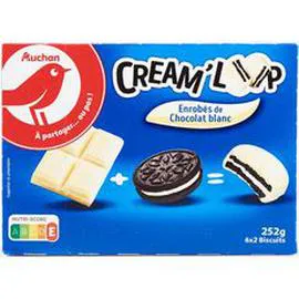Cream loop biscuits fourrés enrobés de chocolat blanc sachets fraîcheur (252g)