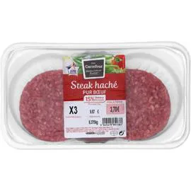 Steaks hachés pur boeuf 15% MG (375g)